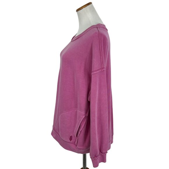 Free People Movement Pink Oversized Cozy Crew Neck Casual Athleisure Sweatshirt - Picture 9 of 16